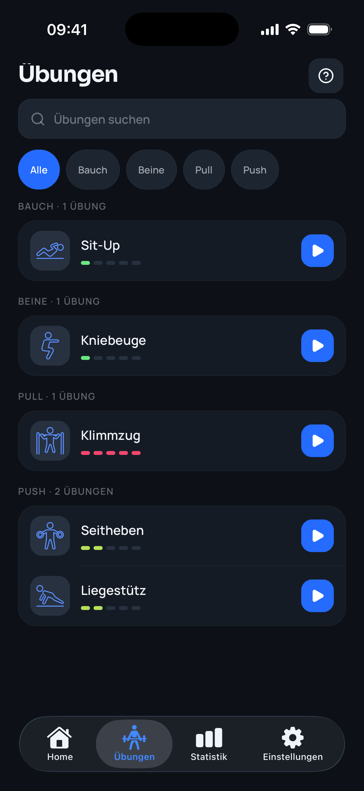 Übung auswählen